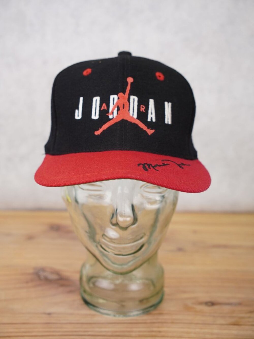 VTG Nike Air Jordan Wool Black Red Snapback Cap Jumpman Embroidered Signature - Picture 2 of 15